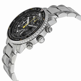 Seiko Flight Chronograph Steel Black Dial Men's Watch SNA411