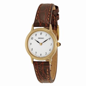 Seiko Gold-tone Brown Leather Strap Ladies Watch SFQ828