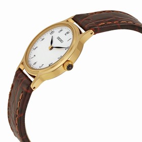 Seiko Gold-tone Brown Leather Strap Ladies Watch SFQ828