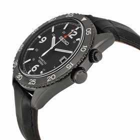 Seiko Kinetic Black Dial Black Leather Men's Watch SKA621P1