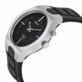 Seiko Kinetic Black Dial Black Silicone Men's Watch SKA651