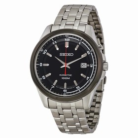 Seiko Kinetic Black Dial Stainless Steel Men's Watch SKA635