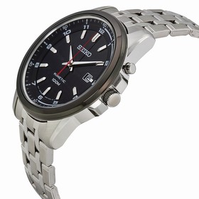 Seiko Kinetic Black Dial Stainless Steel Men's Watch SKA635