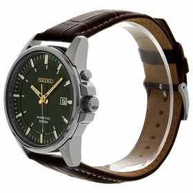 Seiko Kinetic Green Dial Leather Men's Watch SKA533