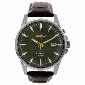 Seiko Kinetic Green Dial Leather Men's Watch SKA533