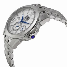 Seiko Kinetic Ivory Dial Stainless Steel Chronograph Men's Watch SNP065