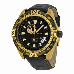 Seiko Limited Edition Automatic Black Dial Black Leather Men's Watch SSA190