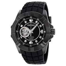 Seiko Lord Automatic Black Dial Black Polyurethane Men's Watch SSA079
