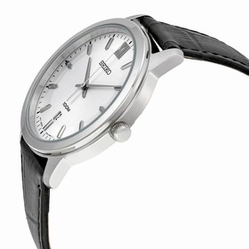 Seiko Neo Classic Silver Dial Black Leather Men's Watch SUR035