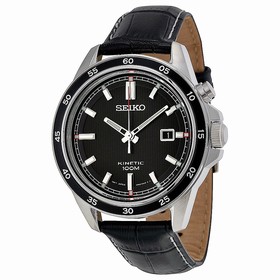 Seiko Neo Sports Kinetic Black Dial Black Leather Men's Watch SKA647P1