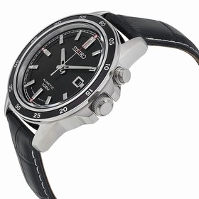 Seiko Neo Sports Kinetic Black Dial Black Leather Men's Watch SKA647P1