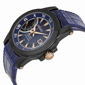 Seiko Premier Kinetic Blue Black Dial Blue Leather Men's Watch SRG012