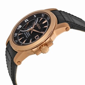 Seiko Premier Kinetic Brown Dial Black Leather Men's Watch SRG016P1