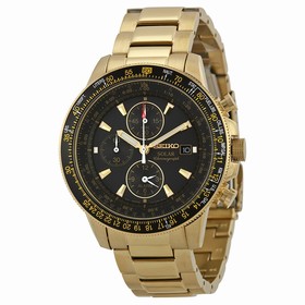 Seiko Prospex Solar Black Dial Gold Tone Stainless Steel Men's Watch SSC008