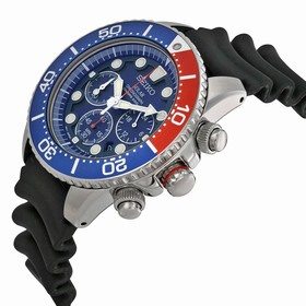 Seiko Prospex Solar Chronograph Blue Dial Black Rubber Men's Watch SSC031
