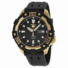 Seiko Series 5 Black Dial Black Rubber Men's Watch SRP478