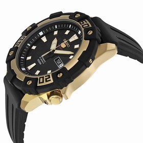 Seiko Series 5 Black Dial Black Rubber Men's Watch SRP478