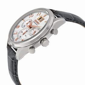 Seiko Silver Dial Chronograph Gray Leather Men's Watch SPC087