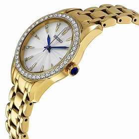 Seiko Silver Dial Gold-Tone Stainless Steel Crystals Ladies Watch SRZ386