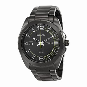 Seiko Solar Black Dial Black IP Stainless Steel Men's Watch SNE275