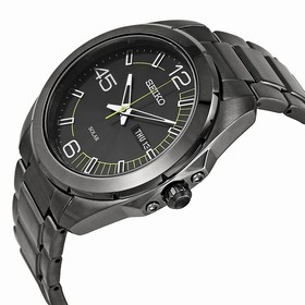 Seiko Solar Black Dial Black IP Stainless Steel Men's Watch SNE275