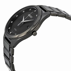 Seiko Solar Black Dial Black PVD Men's Watch SNE243