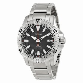 Seiko Solar Black Dial Stainless Steel Men's Watch SNE293