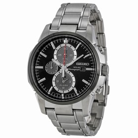 Seiko Solar Black Dial Stainless Steel Men's Watch SSC087