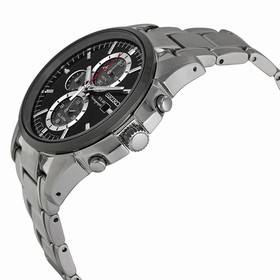 Seiko Solar Black Dial Stainless Steel Men's Watch SSC087