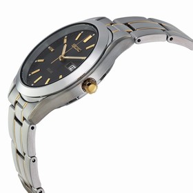 Seiko Solar Black Dial Two-tone Men's Watch SNE047
