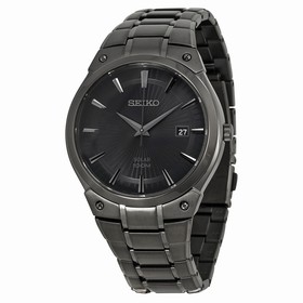Seiko Solar Black Sunray Dial Black Ion-plated Men's Watch SNE325