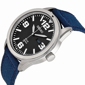 Seiko Solar Blue Dial Blue Nylon Men's Watch SNE329