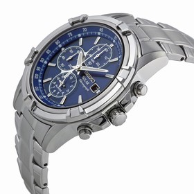 Seiko Solar Blue Dial Chronograph Stainless Steel Men's Watch SSC141
