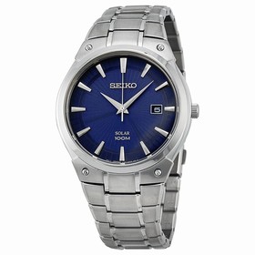 Seiko Solar Blue Dial Stainless Steel Men's Watch SNE323