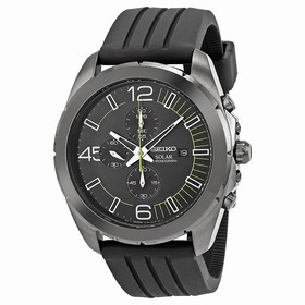 Seiko Solar Chronograph Black Dial Black Ion-plated Men's Watch SSC205