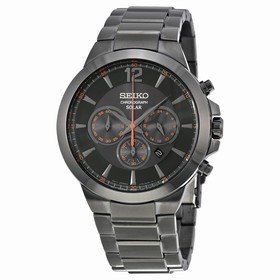 Seiko Solar Chronograph Black Dial Black Ion-Plated Stainless Steel Men's Watch SSC323