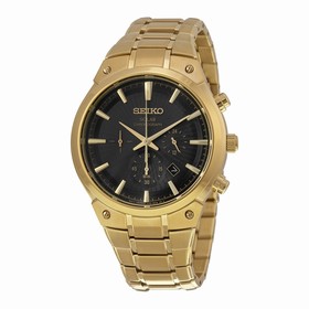 Seiko Solar Chronograph Black Dial Gold-tone Men's Watch SSC320