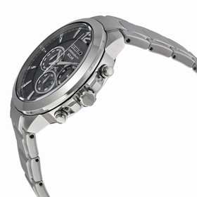 Seiko Solar Chronograph Black Dial Men's Stainless Steel Watch SSC321