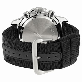 Seiko Solar Chronograph Black Dial Stainless Steel Black Nylon Men's Watch SSC135
