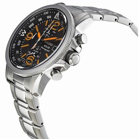 Seiko Solar Chronograph Black Dial Stainless Steel Men's Watch SSC077