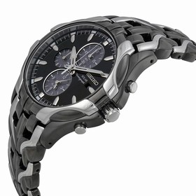 Seiko Solar Chronograph Black Dial Stainless Steel Men's Watch SSC139
