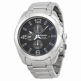 Seiko Solar Chronograph Black Dial Stainless Steel Men's Watch SSC214