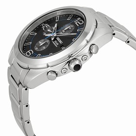 Seiko Solar Chronograph Black Dial Stainless Steel Men's Watch SSC214