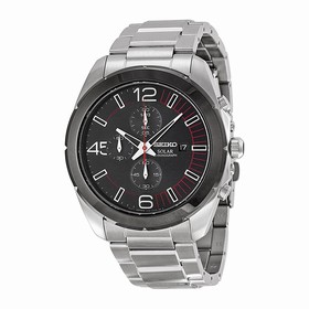 Seiko Solar Chronograph Black Dial Stainless Steel Men's Watch SSC215