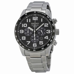 Seiko Solar Chronograph Black Dial Stainless Steel Men's Watch SSC229