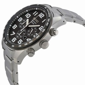Seiko Solar Chronograph Black Dial Stainless Steel Men's Watch SSC229