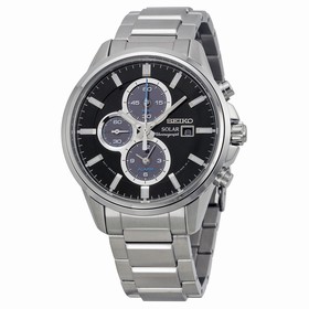 Seiko Solar Chronograph Black Dial Stainless Steel Men's Watch SSC267
