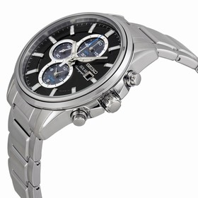 Seiko Solar Chronograph Black Dial Stainless Steel Men's Watch SSC267