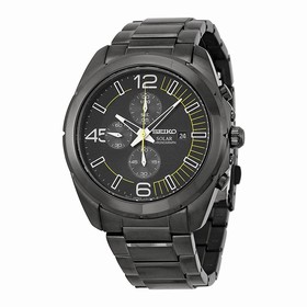 Seiko Solar Chronograph Black Dial Stainless Steel Men's Watch SSC217