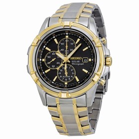 Seiko Solar Chronograph Black Dial Two-Tone Stainless Steel Men's Watch SSC142